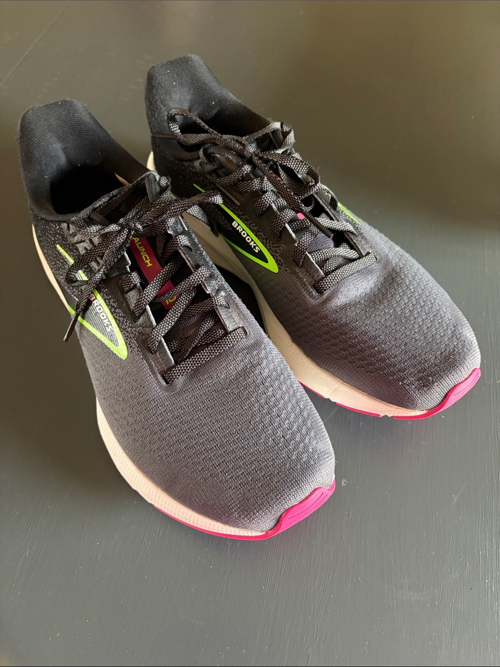 Brooks Launch Women's Black Running Shoes with Pink Accents